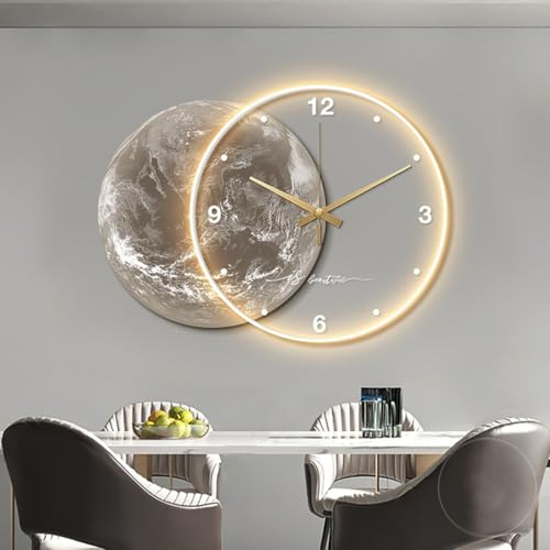 ZYGPH Lámpara de Pared LED con diseño de Luna 3D Art Deco Moderno, decoración del hogar, Reloj de Pared Minimalista y esculturas, Decoraciones con Pinturas Tradicionales.