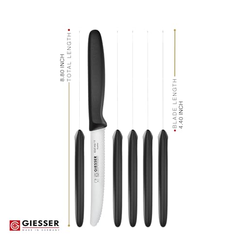 Prime Selection PS 8365 WSP 11-6 COLOR Giesser Since 1776, Made In Germany, Black Serrated Utility Kitchen Knives Round Tip Dishwasher Safe 4.5 Inch thumb #1