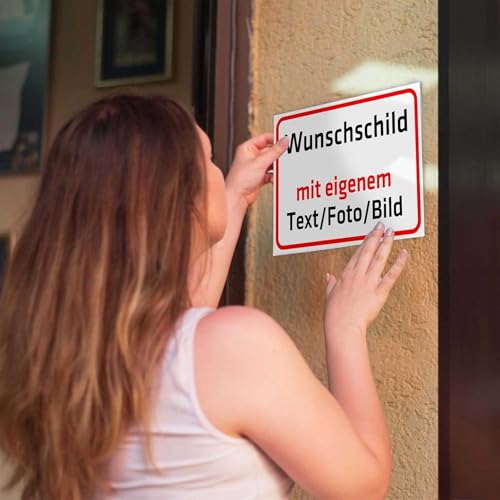 Indigos UG - Schilder selbst gestalten mit Wunschtext - Schild personalisiert grau - Aluverbundplatte in 8 Größen - mit Text und Schrift - für Garage, Parkplatz, Firma, Schule, Hotel oder Carport