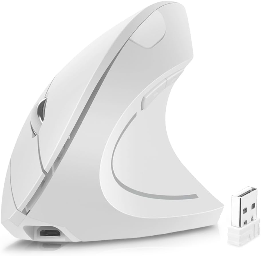 Mouse ergonomico wireless verticale 2.4G, mouse ottico per computer 800/1200/1600 DPI 6 pulsanti per laptop PC desktop MacBook  7