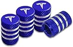 4pcs Tire dust caps, Aluminum Alloy Valve Stem Cap, Anti-Corrosion Leak-Proof Car Tire Accessory Compatible with Tesla Model Y X S 3, Universal for Cars, SUVs, Bike, Trucks Motorcycles (Blue)