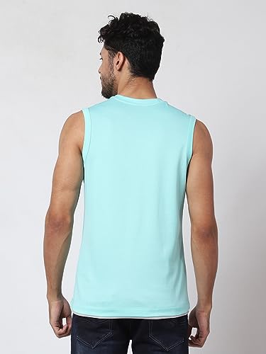Image of Men's Lycra Blend Sleeveless Fitness Tanks Top for Quick Dry in Muscle Workout, Causal Running, Exercise Training, Swimming Vest