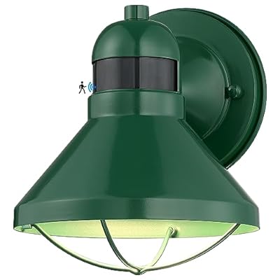 LONEDRUID Motion Sensor LED Outdoor Wall Light Fixtures Dusk to Dawn Exterior Sconce Lighting Green Farmhouse Porch Lamp Waterproof Outside Barn Lights Wall Mount for House Patio Garage Entryway