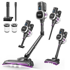 Lubluelu Kabelloser Staubsauger 400W, 45.000Pa Saugkraft, 40 Min Laufzeit, Anti-Tangle-Bürste & 2 Filter, Akku-Staubsauger für Hartböden, Teppiche & Tierhaare