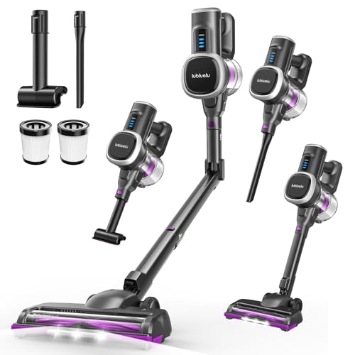 Lubluelu Aspirateur sans Fil 400 W, Puissance d'aspiration 45 000 Pa, autonomie de 50 Min, Brosse Anti-emmêlement et 2 filtres, aspirateur sans Fil pour sols...
