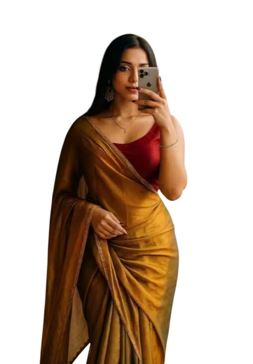 Women’s Soft Net Saree with lace Border & Contrast Blouse Piece-image-29