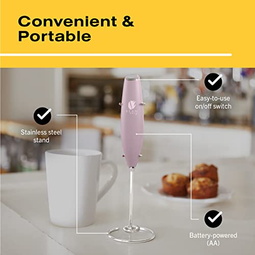 Bean Envy Milk Frother For Coffee - Handheld, Mini Electric Drink Mixer, Foamer & Frother With Stand For Coffee, Lattes, Hot Chocolates And Shakes - Pink #TOP2
