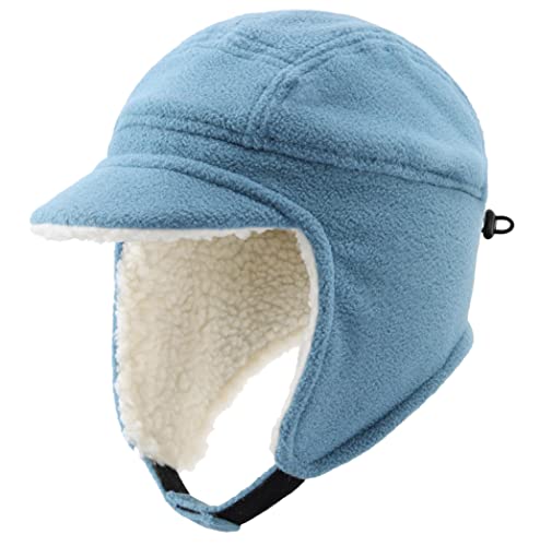 BAOZENGMUY Chapka Chapeaux Garçons Chapeaux d'hiver Doublé Épais Chapeau Chaud Oreillette Cap avec Visière Coupe-Vent Neige Ski Chapeau 48-53Cm(2-6T) Aquablue Cover