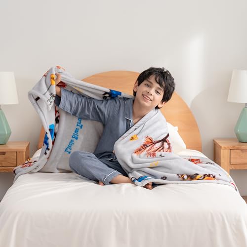 Berkshire Blanket Lovely Little Blue Truck-Themed Kids Throw Made With Signature Velvetloft® Fabric,Pet-Friendly And Cozy Throw,50 In X 60 In,Truck Stripe Grey thumb #1