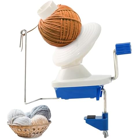 NATGAI Yarn Winder, Hand-Operated Yarn Ball Winder, Yarn Cake Winder, Manual Wool Winder Holder for Crocheting with Lower Noise, Make Neat 3.5OZ Yarn Cake (Blue) Cover