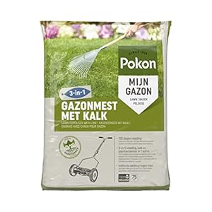 Pokon 7686564400A Gazonmest met Kalk 3-in-1 – Inclusief Pokon Plantversterker – Geschikt voor ieder gazon – Voor 75 m2…