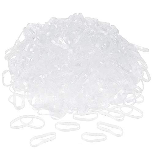 OWUDE 3mm breite klare elastische Haarbänder, 600 Stück Mini-Haarbänder Gummi-Haargummis für Frauen Mädchen Kinder Dreadlocks
