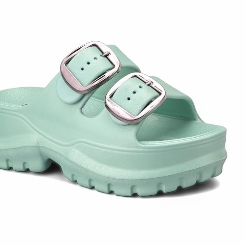 Image of ASIAN Femina-19 Women's Chunky Sole Slippers | Soft Cushioned Comfort | Adjustable Double Buckle | Anti-Slip, Lightweight Slides