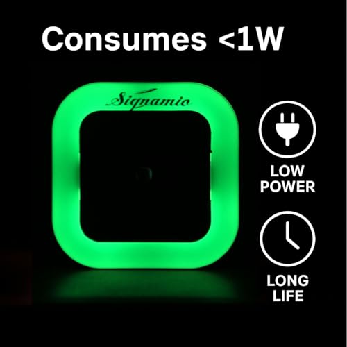 Image of Signamio 1 Pcs Sensor Light for Home Indoor - Smart Motion Sensor LED Light, Automatic On /Off Night Lamp, Energy-Saving 0.5W for Bedroom, Bedside, Home Use-Green