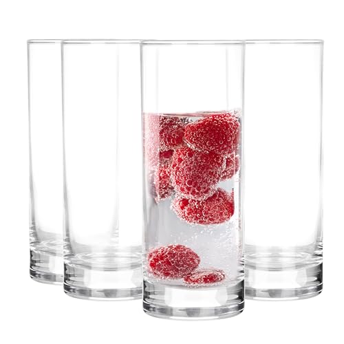 Glasmark KROSNO 1992 Juego de vasos para beber, vasos largos, 4 unidades, 340 ml, vasos para agua, vasos para zumo, vasos para cóctel, zumo, vaso para agua con fondo grueso, apto para lavavajillas