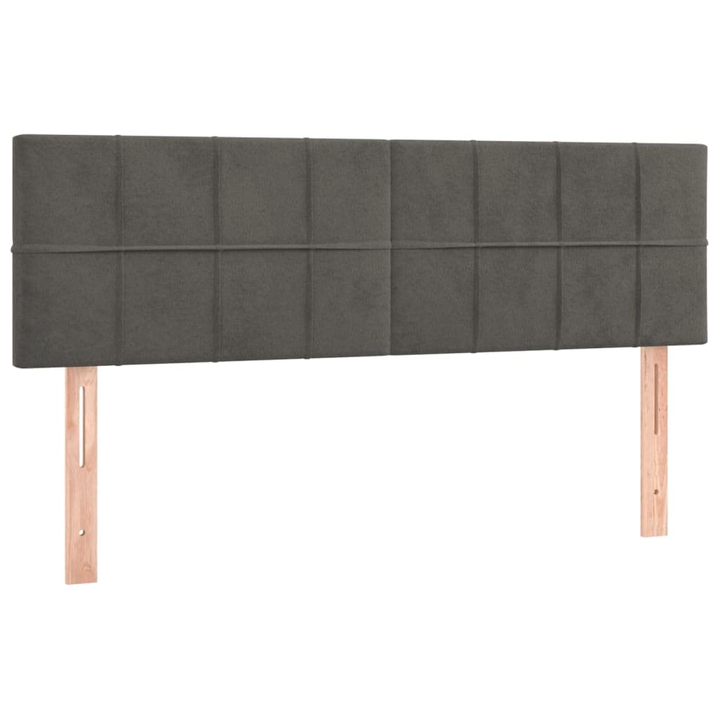 vidaXL Têtes de Lit Meubles de Chambre à Coucher Accessoires de Lit Simple Têtes de Cadre de Lit Intérieur Gris Foncé 144x5x78/88 cm Velours