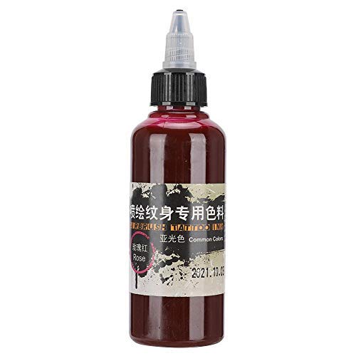 Tattoo Ink, 100ml Temporary Disposable Matte Tattoo Ink Colored Drawing Pigment Kit Tattoo Supply Body Art Inks for Home or Salon(Rose Red)