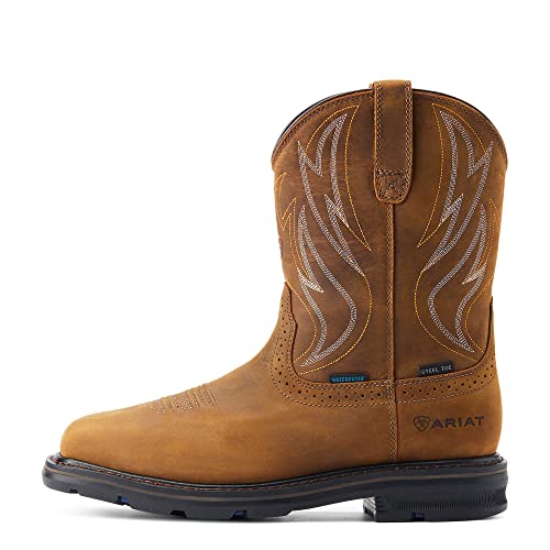 Ariat Men's 10in Sierra Shock Shield Brown Wide Square Toe H2O Steel Toe Pull on Work Boot2