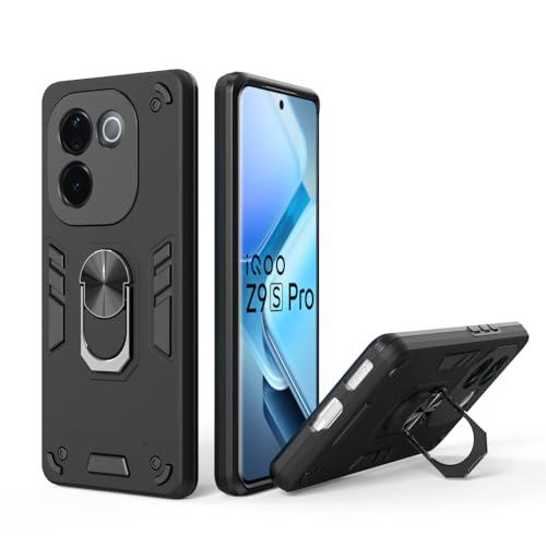 Image of NDCOM for Vivo T3 Pro 5G Back Cover and Iqoo Z9s Pro Back Cover | Stylish and Protective Shockproof Ring Holder Case