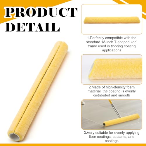Sivak 4 Pack 18'' T-bar Refill Rodillo de Espuma para Pintar Pisos, Recambio Ligero para T-Pole, Aplicador Uniforme para Pintura a Base de Agua y Solvente en Pisos de Madera, Concreto, Piedra y Baldosa miniatura 3