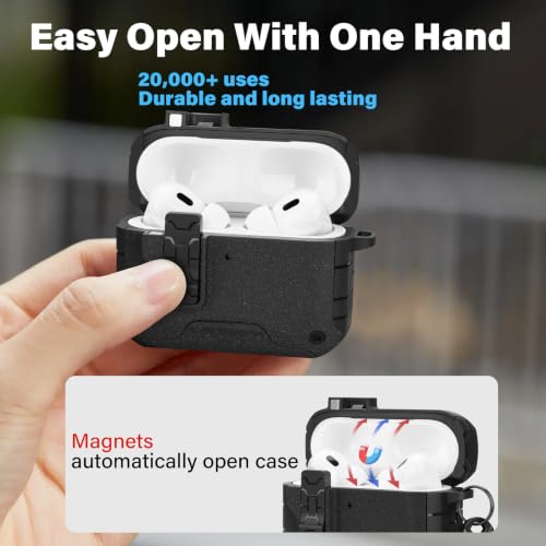 Image of HITZEE for AirPods Pro 2 /1 Case, Compatible with AirPods Pro 2(2022) /Pro 1(2019) Case, Magnetic Automatic Lock with Phone Stand, Compatible with MagSafe Cover, Gray