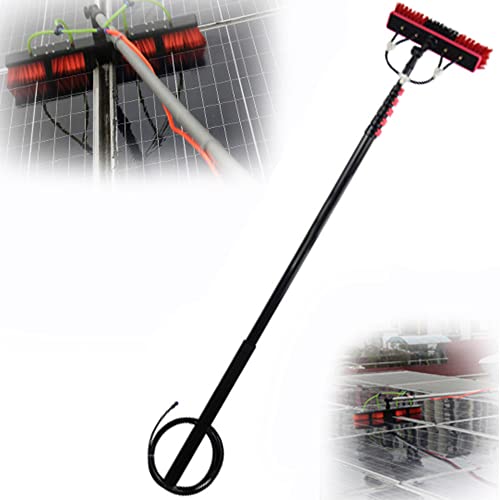 Kit de Poste Alimentado por Agua, Cepillo para Limpieza de Ventanas, Vidrio para Ventanas Exteriores, Limpieza de Paneles solares, Poste telescópico Extensible, Cepillo Alimentado por Agua,