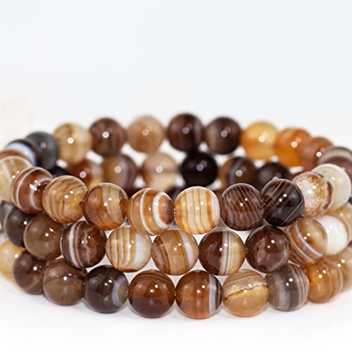 Dazcolo Natural Gemstone Bracelet 7.5 In Stretch Gems Stones 8Mm (0.31") Round | Beads Healing Crystals Quartz | Chakra Bracelet | Y2K | Bracelets For Women Men Girls Gifts (Unisex) (Botswana Agate) #TOP4