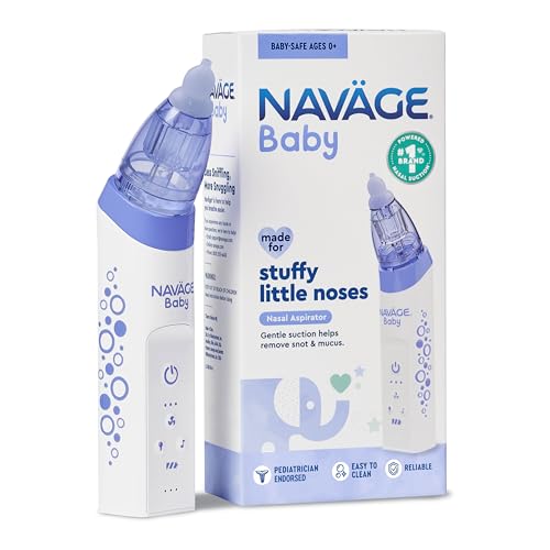 Navage Baby Nasal Aspirator – Gentle, Pediatrician Endorsed Nasal Aspirator for Baby Congestion & Stuffy Noses – Baby Nose Sucker w/ Lights, Lullabies & BPA Free Silicone Tips