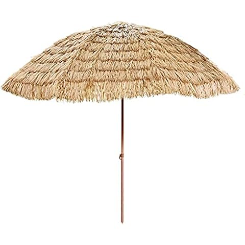 Backyard X-Scapes Tiki Thatch Tilt Beach and Patio Umbrella – Hawaiian Style Palapa With UV Protection 6.5 ft D Cover