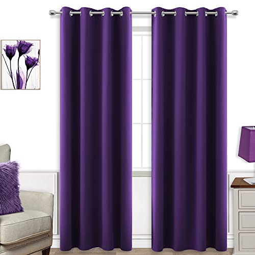 Image of Grommet Insulated Thermal Room Darkening Blackout Curtains-Dark Purple-52x96