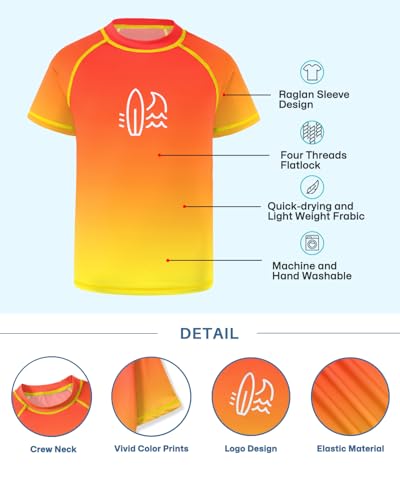 BesserBay Boy's UV Sun Protection Short Sleeve Quick-Dry Crewneck Rash Guard Shirt 3-14 Years4