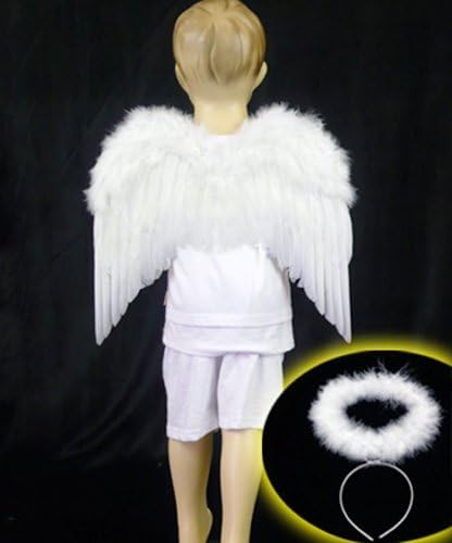 Miniatura 5 de FashionWings TM infantil bebé Tamaño alas de ángel de plumas de color blanco diadema de halo