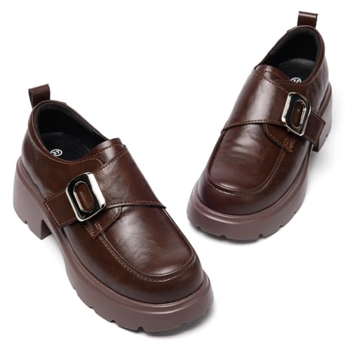 Image of Loafers for Women Platform Chunky Loafers Hook and Loop Casual Dressy Shoes