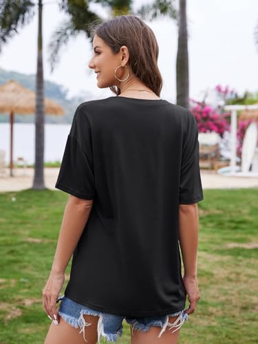 UNCLECAT Womens Deep V-Neck T Shirts Sexy Short Sleeve Tops Summer Oversized Tee4