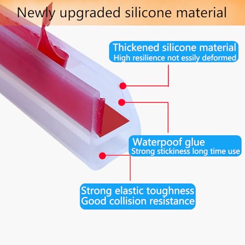 Duschdichtung 8mm Selbstklebend Duschtür Dichtung Dusche Glastür Silikon Duschwand Dichtung Passt Auf 7mm 8mm Glasstärke Transparent 200cm(U-8mm)