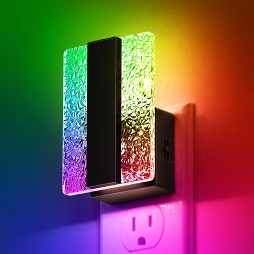 Image of DORESshop LED Night Lights Plug into Wall, Decorative Night Light with Dusk-to-Dawn Sensor, 8 Color-Changing Nightlights with Slide Button, Nightlights for Kids, Bathroom, Hallway, Bedroom