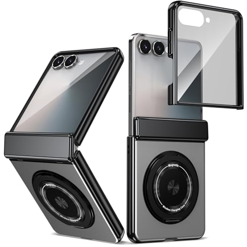 Étui Samsung Galaxy Z Flip 7 argenté en aluminium avec support rotatif