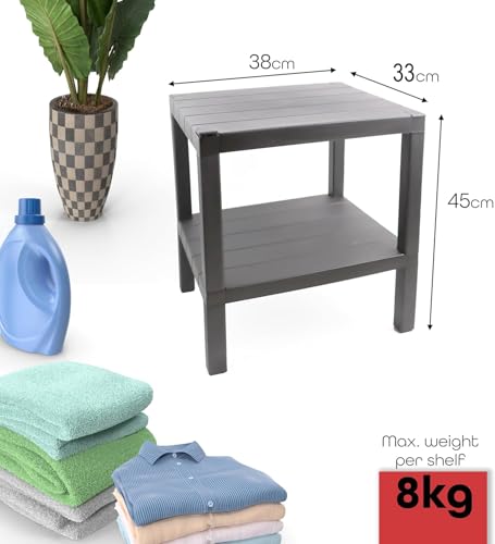 Divchi 2 Tier Side End Table Nightstand Coffee Tables Storage Bedside Office Living Room Bedroom Small Narrow Space Sofa Table (Grey) - 2