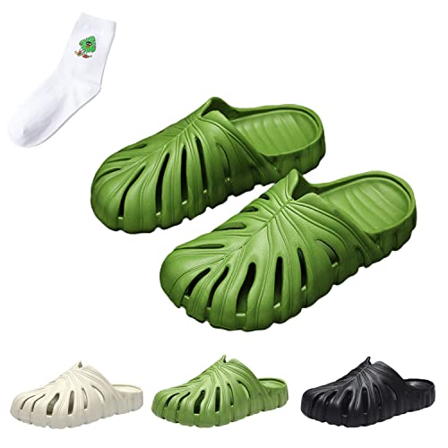 QUROXO Monstera Slippers, Monstera Slides for Women and Men, Soft Monstera Pillow Slippers Open Toe Sandals Shower Slippers