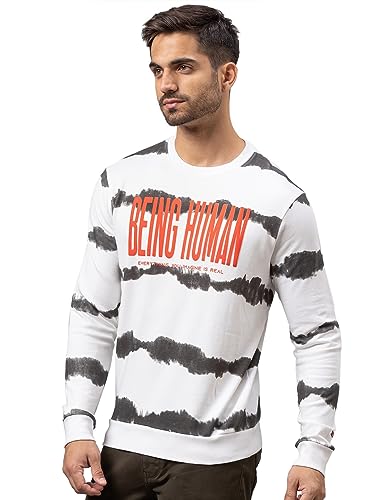 Image of Being Human Olive Regular Fit Round Neck Long Sleeves Cotton Men's Sweatshirt Clothing
