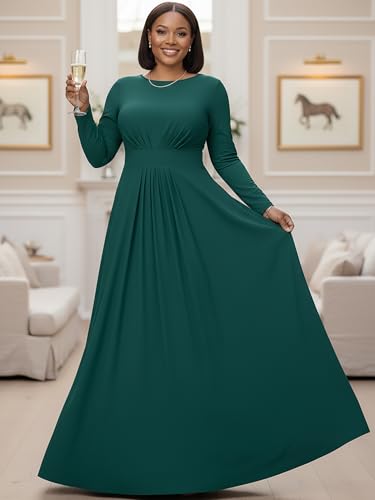Image of KOH KOH Womens Long Sleeve Flowy Empire Waist Fall Winter Maxi Dress Gown