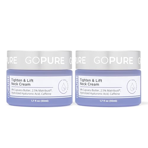 goPure Tighten & Lift Neck & Chest Moisturizer Cream for Visibly Firming, Tightening and Lifting the Look of Wrinkles & Crepey Skin, 1.7oz - Pack of 2