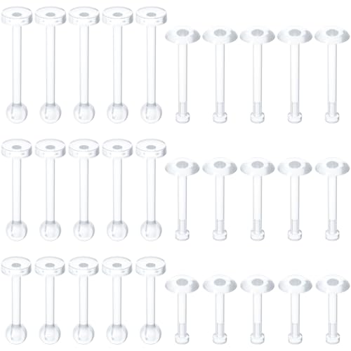 30pcs Clear Piercing Retainer for Women Men, Transparent Plastic Lip Rings Retainer, Nose Studs Retainers for Sports Work - 1/4
