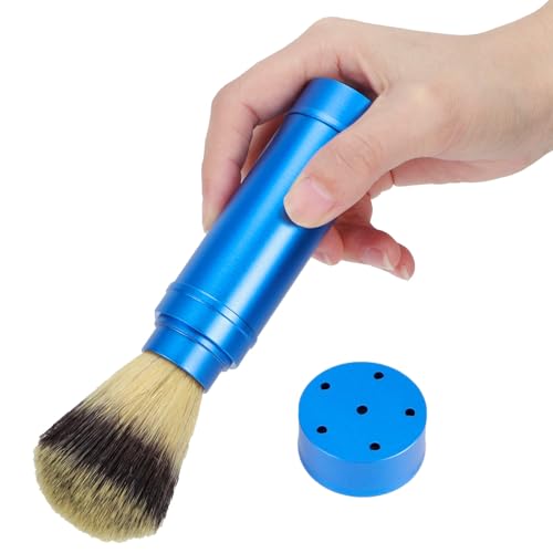 CYSFETENA Foaming Shaving Brush, Men Portable Beard Brush Blue Aluminum Travel Facial Cleaning Shaving Brushes Case Shaving Brush Grooming Bathroom Tool For Men Kids Salon Home