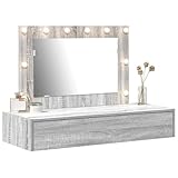 Avec 1 tiroir Tomostar Coiffeuse Murale avec Miroir et Lumières, Table de Maquillage Suspendue avec Tiroir Table de Toilette Murale Gris 100 x 40 x 70 cm Bois d\'ingénierie