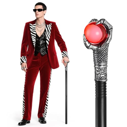 AUYAO Canne de Marche Vintage Canne Vampire, Sceptre Halloween Amovible Homme Femme Garçon Fille, Costume de Cosplay Canne à Poignée, Accessoires de Déguisement Fête d'halloween