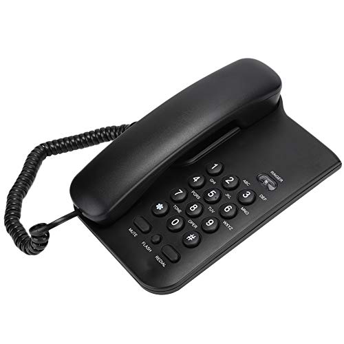 Desktop Corded Telephone, Landline Telephone, Basic Landline Phone for Hotel Home Office, Landline Phone with Loud Volume, Mute, Flash, Redial (Black)