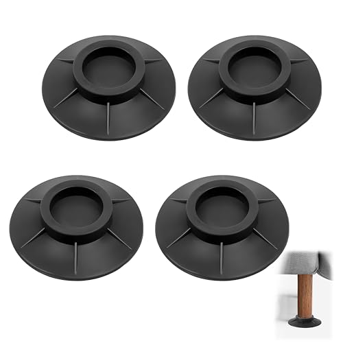4 Patins Anti Vibrations Machine à Laver, Amortisseurs de Vibrations Antidérapant Caoutchouc, Tapis Antivibration Lave Linge Universel Anti-Dérapants Pied Tapis de Protection pour Frigo Séchoir (Noir)