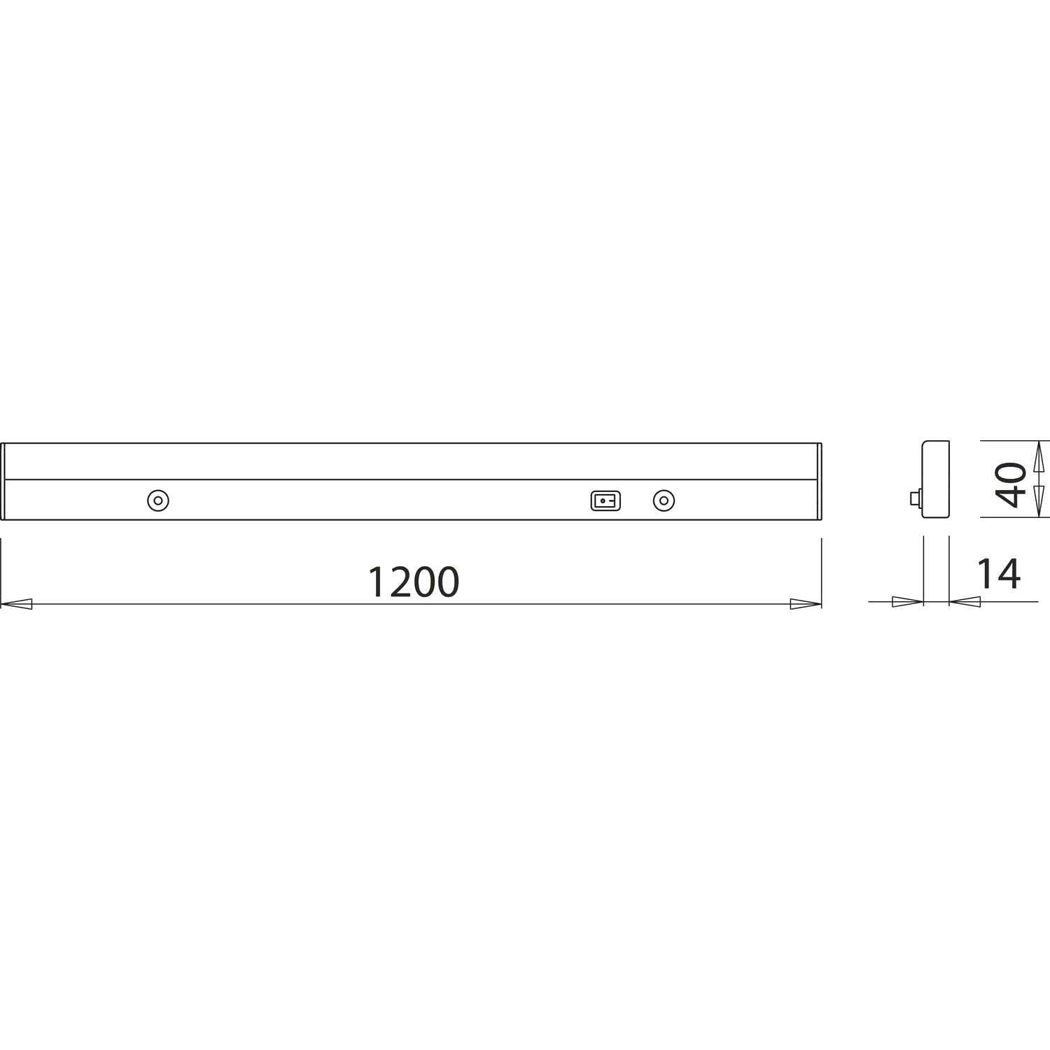 DOMUS LINE LED Unterbauleuchte Wolf 120cm Küche, Schrankleuchte Unterbau neutralweiß 3900K mit Direkanschluss, 230V Aluminium schwarz