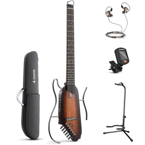 【美品】Donner HUSH-I ヘッドレス サイレントアコースティックギター Amazon | Donner HUSH-I スタンド付きセット サンバースト サイレント